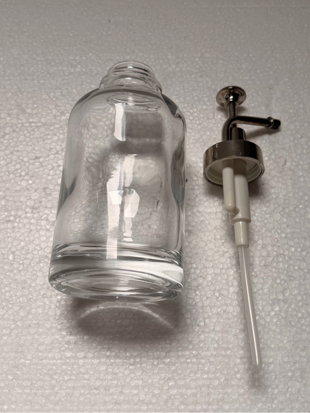 Clear Glass Pump Bottle with Silver Dispenser - Clear